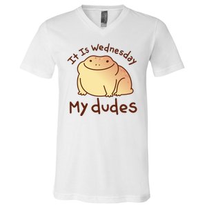 It Is Wednesday My Dudes Frog Funny V-Neck T-Shirt