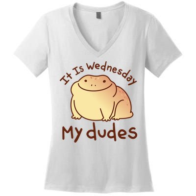 It Is Wednesday My Dudes Frog Funny Women's V-Neck T-Shirt