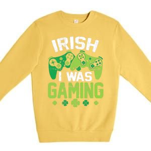 Irish I Was Gaming Funny St Patricks Day Gamer Boys Gift Premium Crewneck Sweatshirt