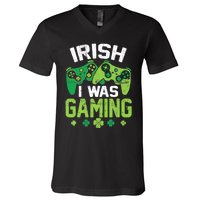 Irish I Was Gaming Funny St Patricks Day Gamer Boys Gift V-Neck T-Shirt