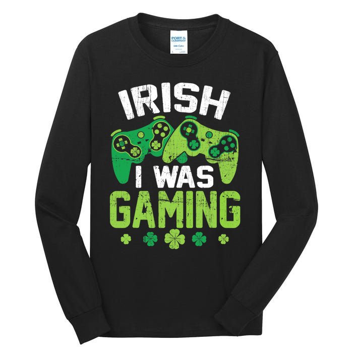 Irish I Was Gaming Funny St Patricks Day Gamer Boys Gift Tall Long Sleeve T-Shirt