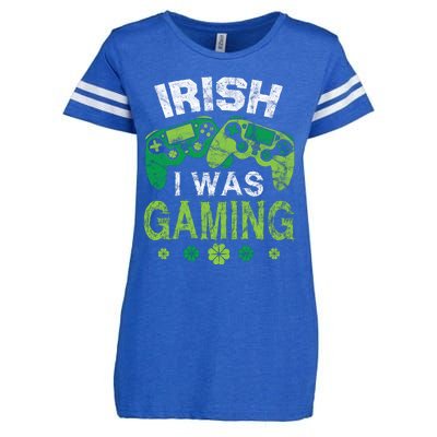 Irish I Was Gaming Funny St Patricks Day Enza Ladies Jersey Football T-Shirt