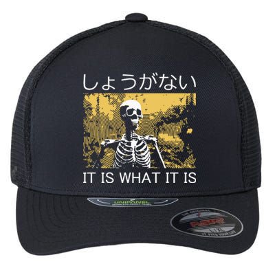 It Is What It Is Skeleton Washed Flexfit Unipanel Trucker Cap