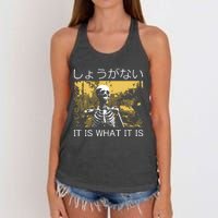 It Is What It Is Skeleton Washed Women's Knotted Racerback Tank