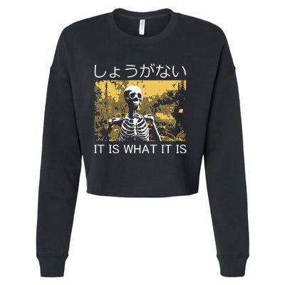 It Is What It Is Skeleton Washed Cropped Pullover Crew