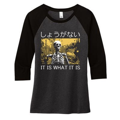 It Is What It Is Skeleton Washed Women's Tri-Blend 3/4-Sleeve Raglan Shirt