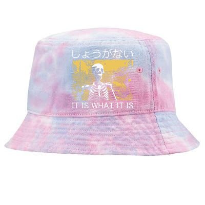 It Is What It Is Skeleton Washed Tie-Dyed Bucket Hat