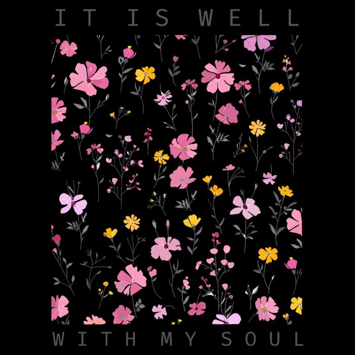It Is Well With My Soul Floral Stripe Pom Pom Beanie