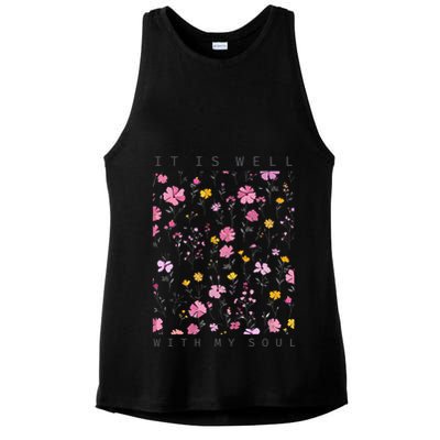 It Is Well With My Soul Floral Ladies PosiCharge Tri-Blend Wicking Tank