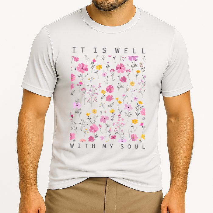 It Is Well With My Soul Floral Cooling Performance Crew T-Shirt