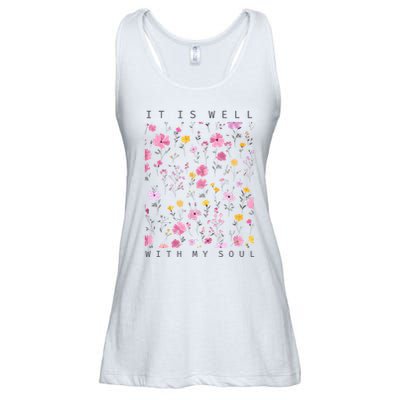 It Is Well With My Soul Floral Ladies Essential Flowy Tank