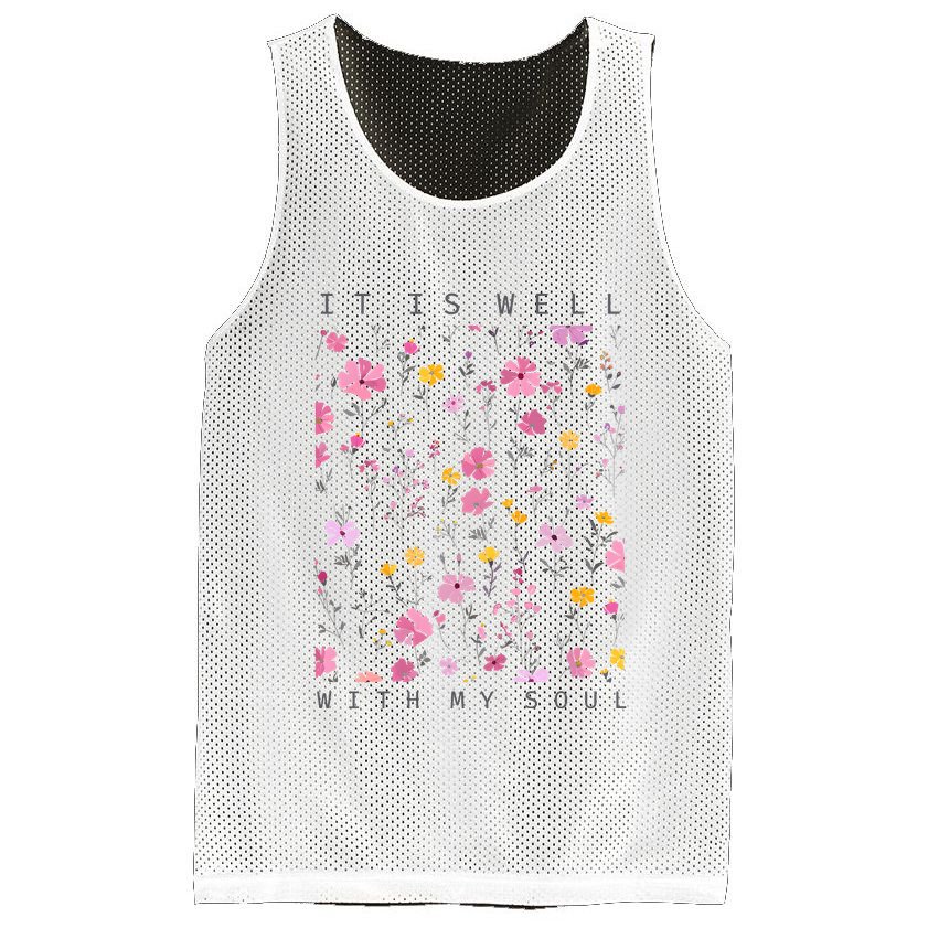 It Is Well With My Soul Floral Mesh Reversible Basketball Jersey Tank