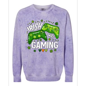 Irish I Was Gaming Video Game St Patrick's Day Game Controller Colorblast Crewneck Sweatshirt