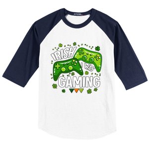 Irish I Was Gaming Video Game St Patrick's Day Game Controller Baseball Sleeve Shirt