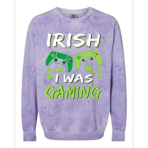 Irish I Was Gaming Funny St Patricks Day Gamer Gift Colorblast Crewneck Sweatshirt