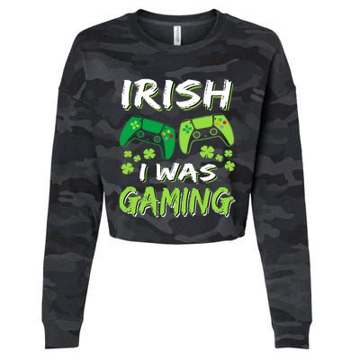 Irish I Was Gaming Funny St Patricks Day Gamer Gift Cropped Pullover Crew