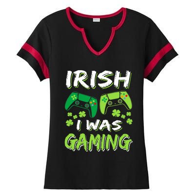 Irish I Was Gaming Funny St Patricks Day Gamer Gift Ladies Halftime Notch Neck Tee