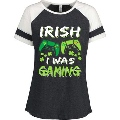 Irish I Was Gaming Funny St Patricks Day Gamer Gift Enza Ladies Jersey Colorblock Tee