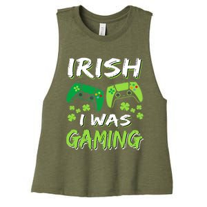 Irish I Was Gaming Funny St Patricks Day Gamer Gift Women's Racerback Cropped Tank