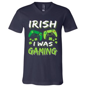 Irish I Was Gaming Funny St Patricks Day Gamer Gift V-Neck T-Shirt