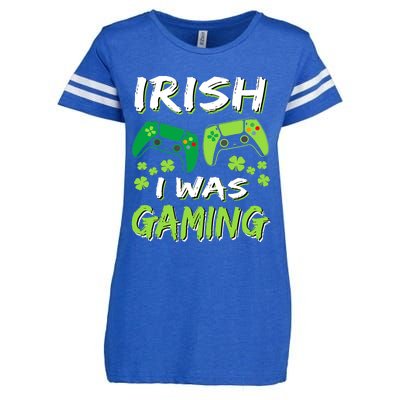 Irish I Was Gaming Funny St Patricks Day Gamer Gift Enza Ladies Jersey Football T-Shirt