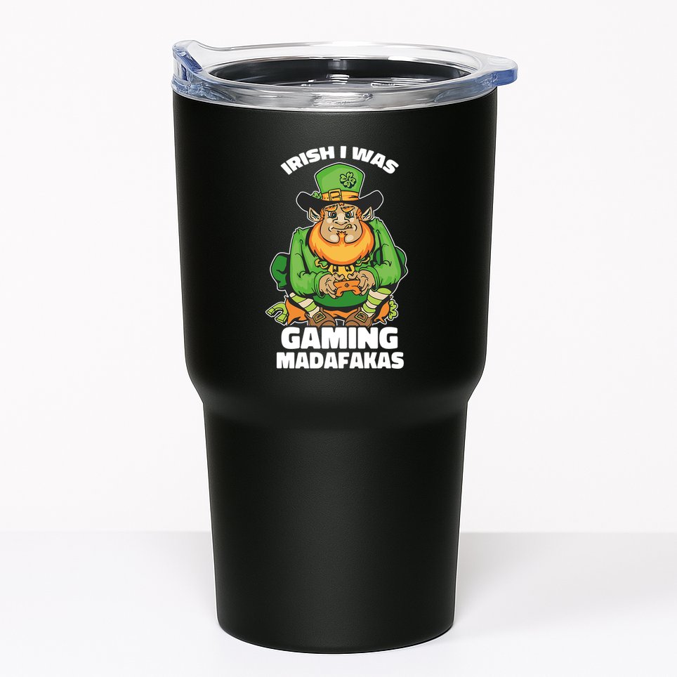 Irish I Was Gaming Leprechaun Funny St Patricks Day Gamer Premium Tumbler