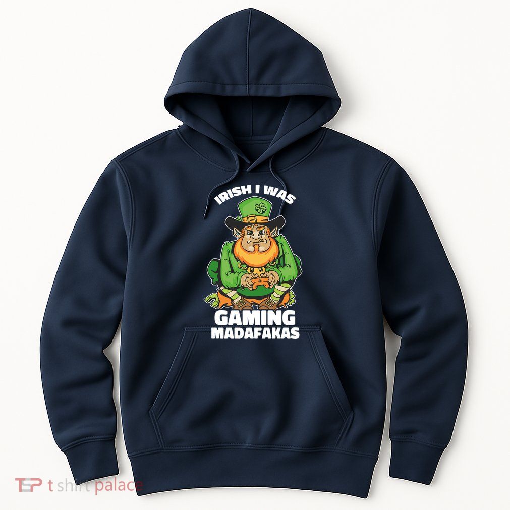 Irish I Was Gaming Leprechaun Funny St Patricks Day Gamer Premium Hoodie