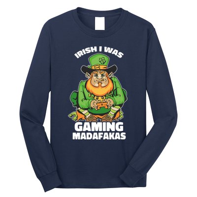 Irish I Was Gaming Leprechaun Funny St Patricks Day Gamer Premium Long Sleeve Shirt