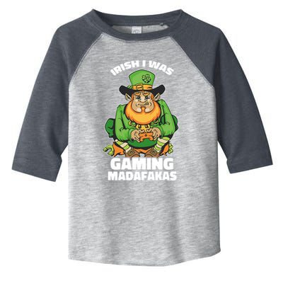 Irish I Was Gaming Leprechaun Funny St Patricks Day Gamer Premium Toddler Fine Jersey T-Shirt