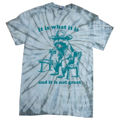 It Is What It Is And It Is Not Great Funny Raccoon Sarcastic Tie-Dye T-Shirt