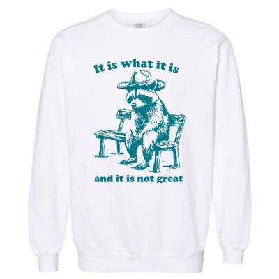 It Is What It Is And It Is Not Great Funny Raccoon Sarcastic Garment-Dyed Sweatshirt