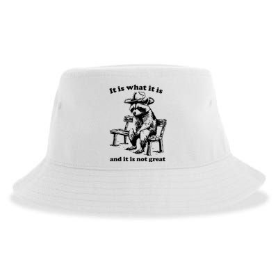 It Is What It Is And It Is Not Great Funny Raccoon Sarcastic Sustainable Bucket Hat