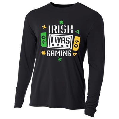 Irish I Was Gaming Funny St Patricks Day Gamer Cooling Performance Long Sleeve Crew