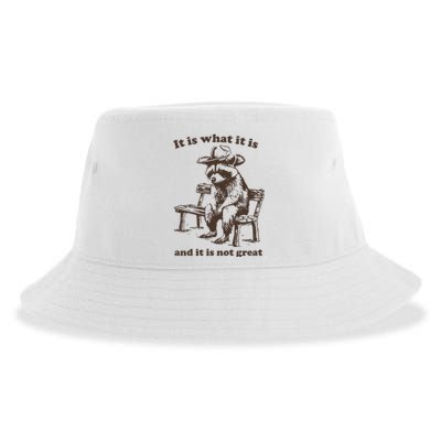 It Is What It Is And It Is Not Great Funny Raccoon Sarcastic Sustainable Bucket Hat