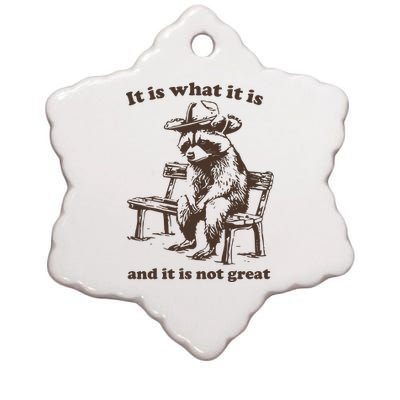 It Is What It Is And It Is Not Great Funny Raccoon Sarcastic Ceramic Star Ornament