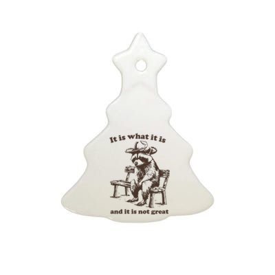 It Is What It Is And It Is Not Great Funny Raccoon Sarcastic Ceramic Tree Ornament