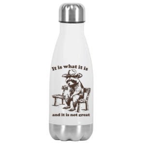 It Is What It Is And It Is Not Great Funny Raccoon Sarcastic Stainless Steel Insulated Water Bottle