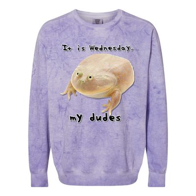 It Is Wednesday My Dudes Funny Classic Frog Meme Original Gift Colorblast Crewneck Sweatshirt