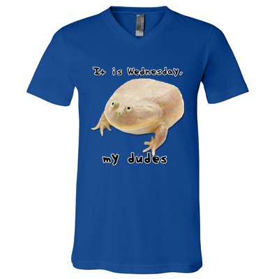 It Is Wednesday My Dudes Funny Classic Frog Meme Original Gift V-Neck T-Shirt