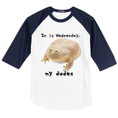 It Is Wednesday My Dudes Funny Classic Frog Meme Original Gift Baseball Sleeve Shirt