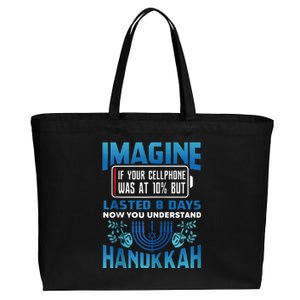 Imagine If Your Cellphone Was At 10% Chanukah Hanukkah Gift Cotton Canvas Jumbo Tote