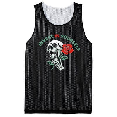 Invest In Yourself Funny Mesh Reversible Basketball Jersey Tank