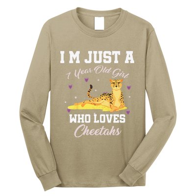 Im Just 7 Year Old Who Loves Cheetahs Birthday Long Sleeve Shirt