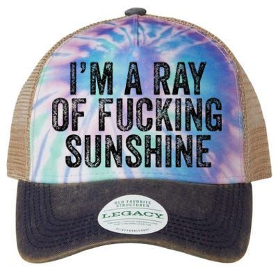 IM Just A Ray Of Fucking Sunshine Funny Sarcastic Vintage Legacy Tie Dye Trucker Hat