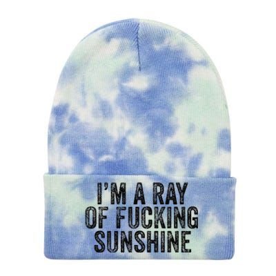 IM Just A Ray Of Fucking Sunshine Funny Sarcastic Vintage Tie Dye 12in Knit Beanie