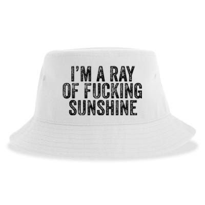 IM Just A Ray Of Fucking Sunshine Funny Sarcastic Vintage Sustainable Bucket Hat