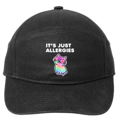 It's Just Allergies Funny Sarcastic Kawaii Cat Tie Dye Cool Gift 7-Panel Snapback Hat