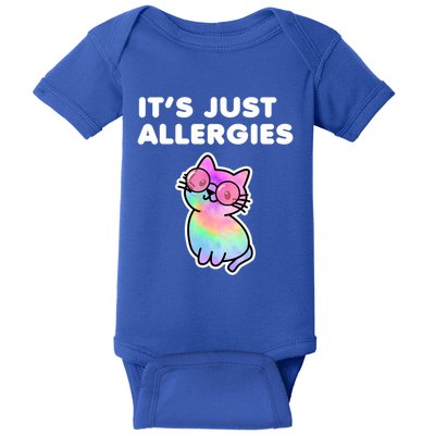 It's Just Allergies Funny Sarcastic Kawaii Cat Tie Dye Cool Gift Baby Bodysuit