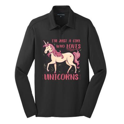 I'm Just A Girl Who Loves Unicorns Silk Touch Performance Long Sleeve Polo