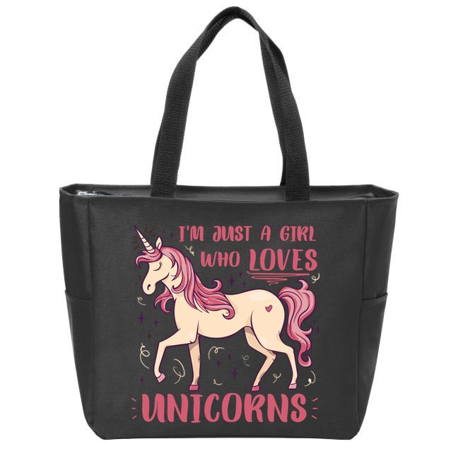 I'm Just A Girl Who Loves Unicorns Zip Tote Bag